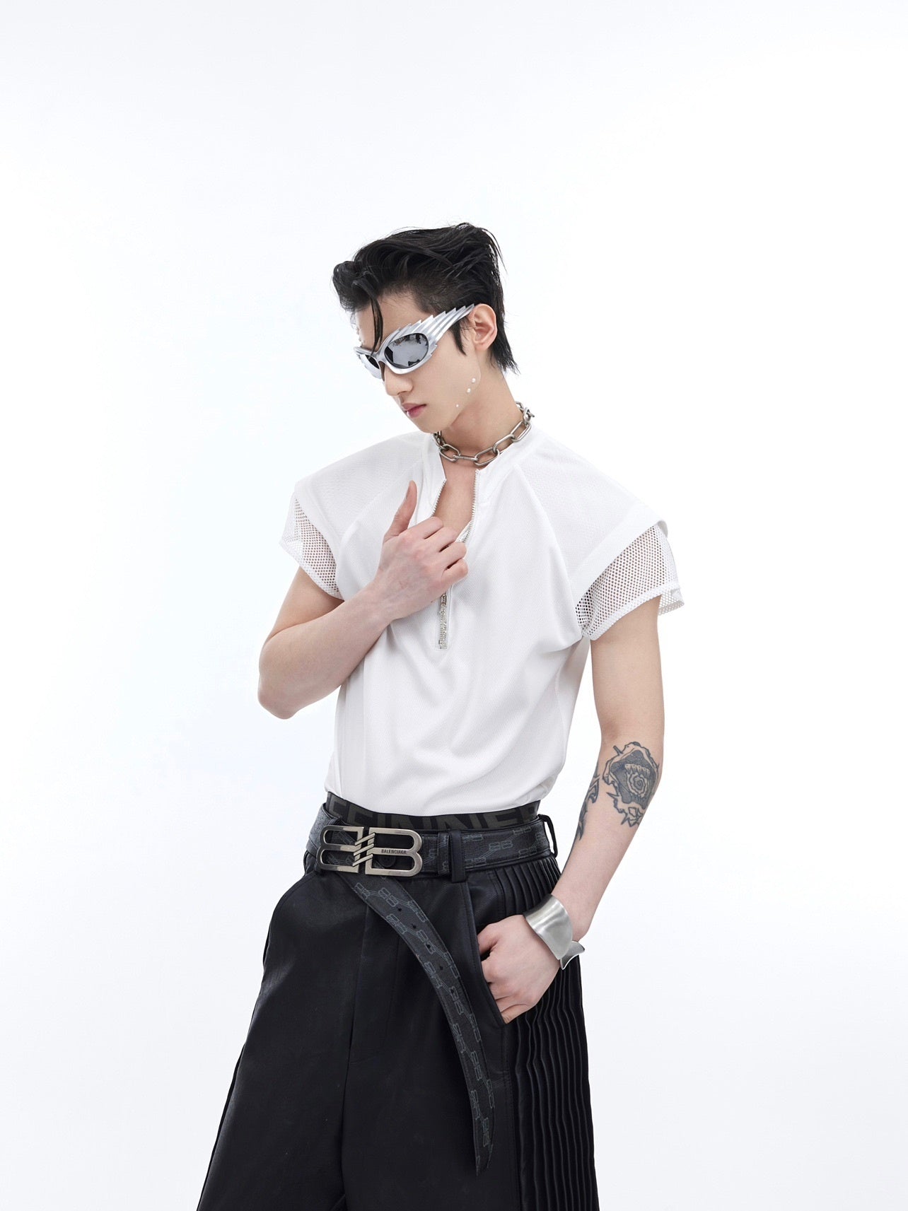 Punk-Mesh-Vest-Tee---Metal-Zipper-Detail-Summer-Streetwear-Top-White
