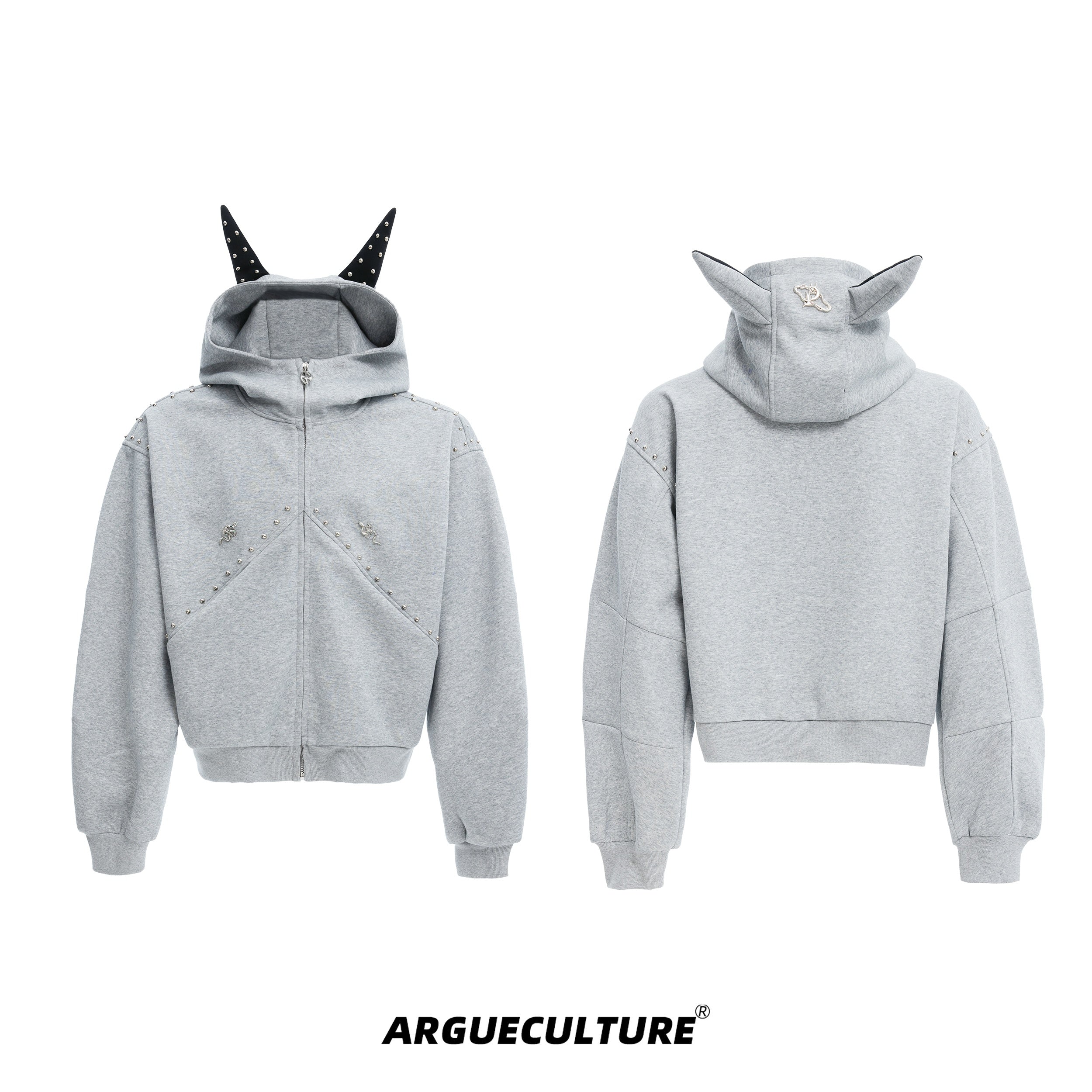 Punk-Studded-Doberman-Hoodie---Streetwear-Couple-Jacket-Gray-Jacket