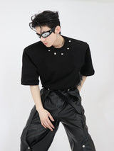Punk-Style-Shoulder-Pad-Tee-with-Metal-Bead-Decor-Black