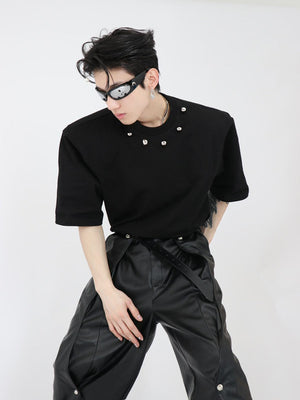 Punk-Style-Shoulder-Pad-Tee-with-Metal-Bead-Decor-Black
