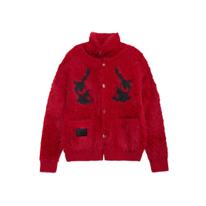Red-Fleece-Knit-Cardigan---Oversized-High-Neck---Lunar-New-Year-Style-Red