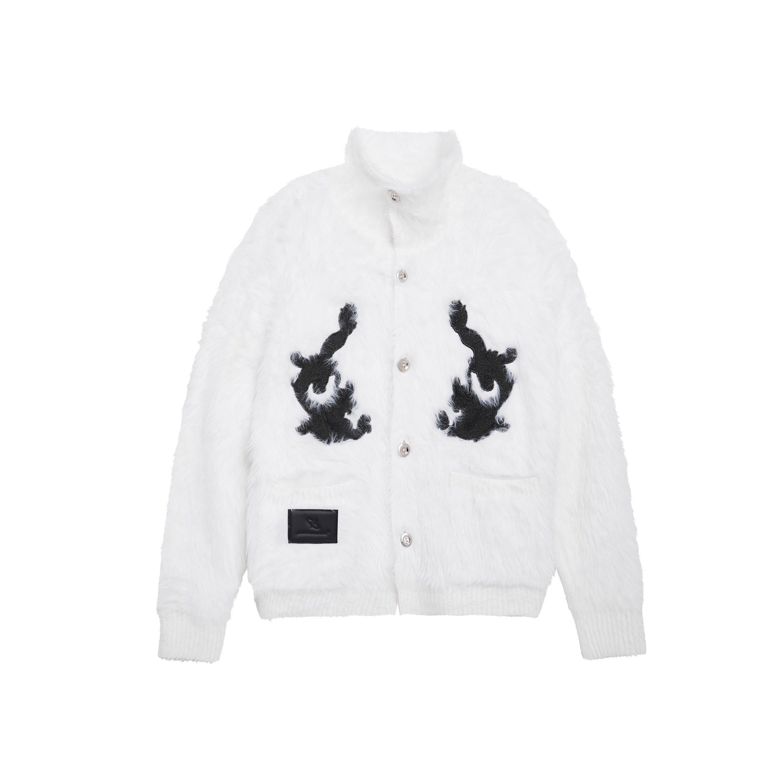 Red-Fleece-Knit-Cardigan---Oversized-High-Neck---Lunar-New-Year-Style-White