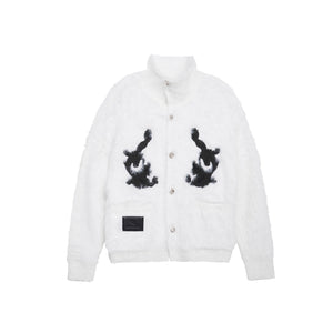 Red-Fleece-Knit-Cardigan---Oversized-High-Neck---Lunar-New-Year-Style-White