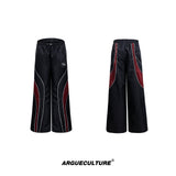 Reflective-Color-Block-Hooded-Windbreaker---Sporty-Streetwear-Set-Black-Pants