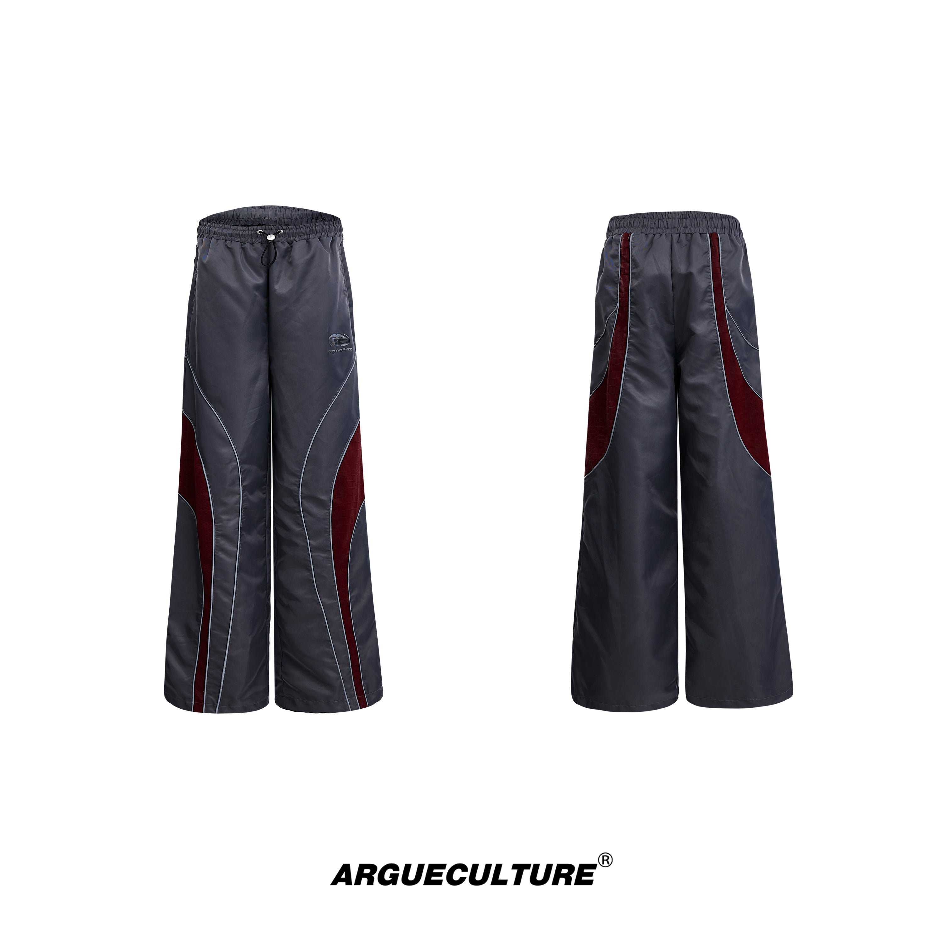 Reflective-Color-Block-Hooded-Windbreaker---Sporty-Streetwear-Set-Gray-Pants