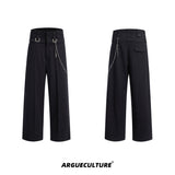 Retro-Striped-Pants---Loose-Fit-Straight-Leg-Trousers-with-Metal-Details-Gray-Bottoms