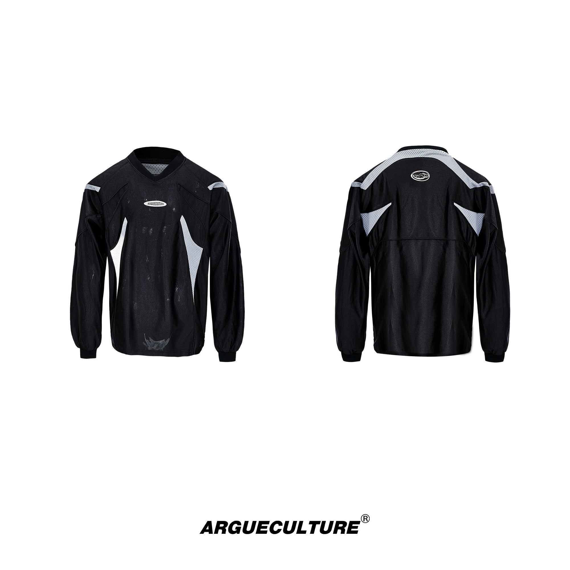 Retro-V-Neck-Contrast-Sleeve-Baseball-Tee---Sporty-Streetwear-Top-Black