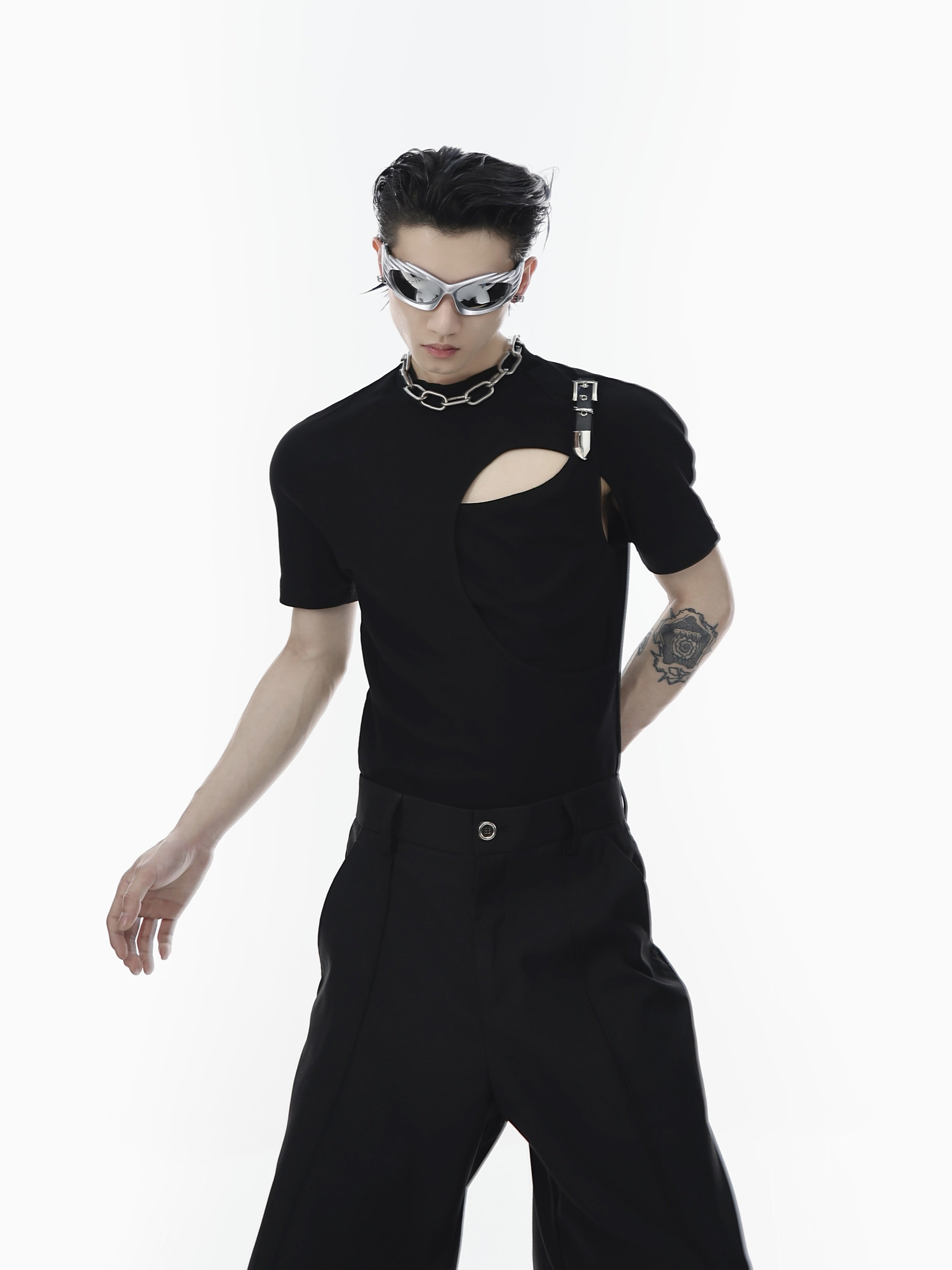 Slim-Fit-Deconstructed-Tee---Double-Layer-Streetwear-Top-Black