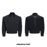 Snake-Eye-Harrington-Jacket---Wide-Fit-Studded-Collar-Black-jacket