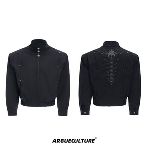 Snake-Eye-Harrington-Jacket---Wide-Fit-Studded-Collar-Black-jacket