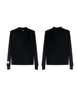 Streetwear-High-Neck-Padded-Shoulder-Tee---Metallic-Print-Loose-Fit-Black