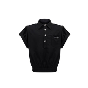 Streetwear-Metal-Button-Polo-Shirt-with-Structured-Shoulder-Black