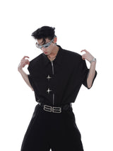 Streetwear-Metal-Zip-Overshirt---Black-Loose-Fit-Summer-Top-Black-