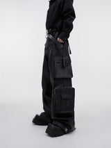 Streetwear-PU-Leather-Pants---Wide-Leg-with-Metal-Zippers--Pockets-Black