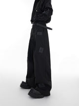 Streetwear-Twill-Trousers---Relaxed-Fit-Drop-Crotch-Pants-Black