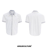 Striped-Color-Block-Shirt---Layered-Streetwear-Top-White-Short-Sleeve