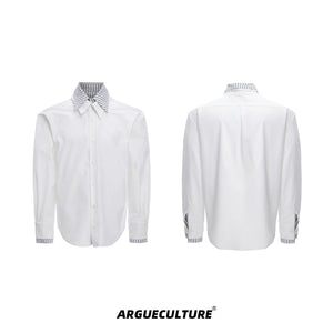 Striped-Color-Block-Shirt---Layered-Streetwear-Top-White