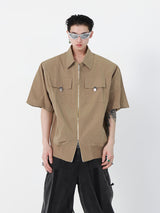 Summer-Cropped-Shoulder-Pad-Tee---Metallic-Streetwear-Jacket-Khaki