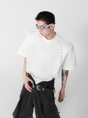 Summer-Metal-Bead-Shoulder-Cotton-Tee---Streetwear-Essential-White