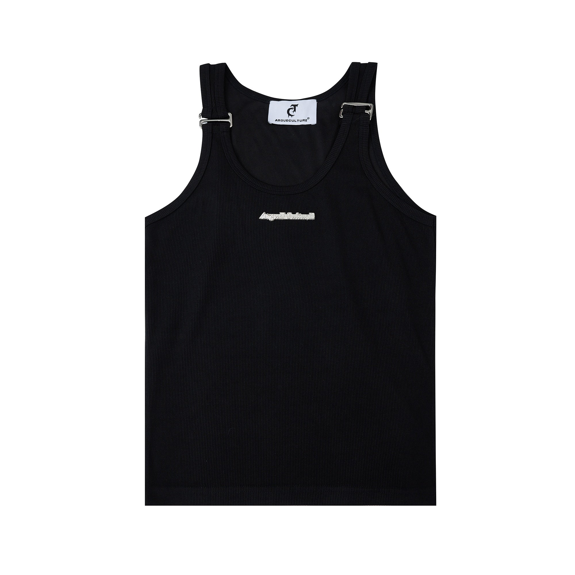 Summer-Muscle-Tank---Slim-Fit-Textured-Sleeveless-Tee-with-Metal-Straps-Black