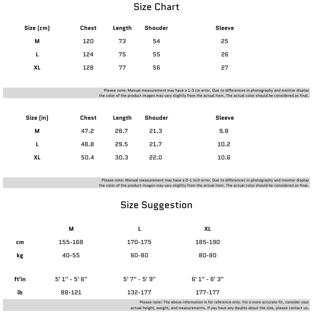 Size Chart for Gradient Metallischer Druck T-Shirt mit subtiler Farbübergang