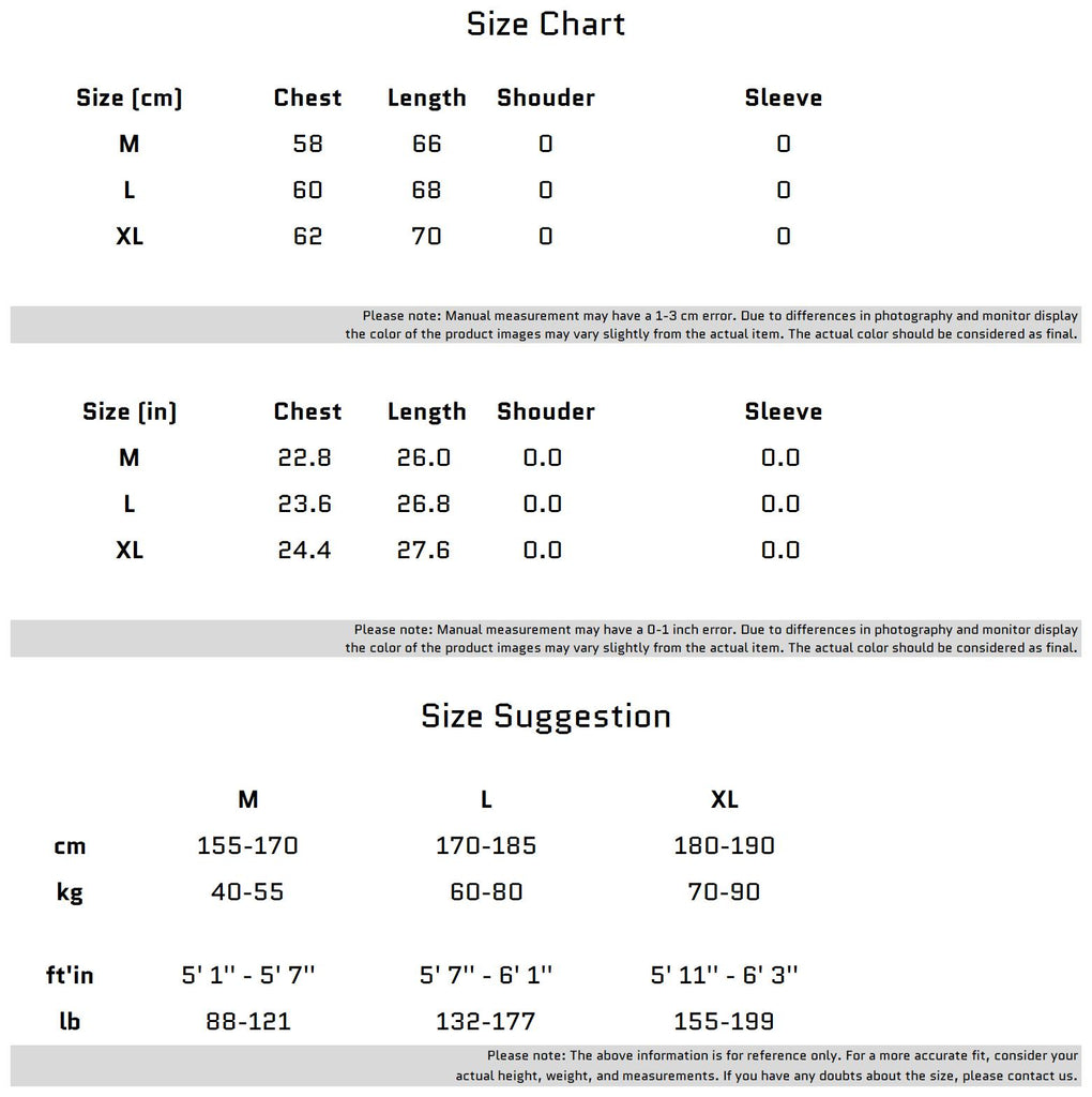 Size Chart for 메탈 링 장식이 있는 탱크탑과 신축성 좋은 원단