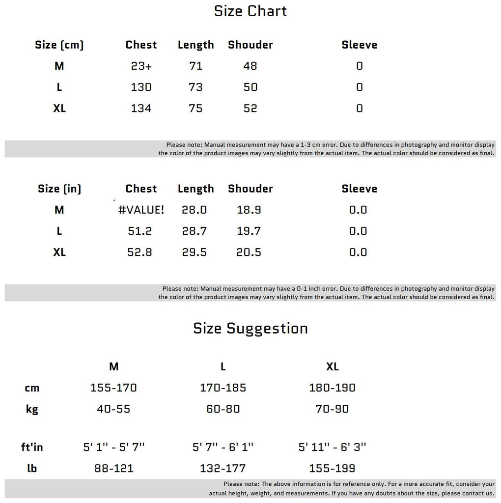 Size Chart for Metallic Accents Tank Top Zipper Pockets Streetwear