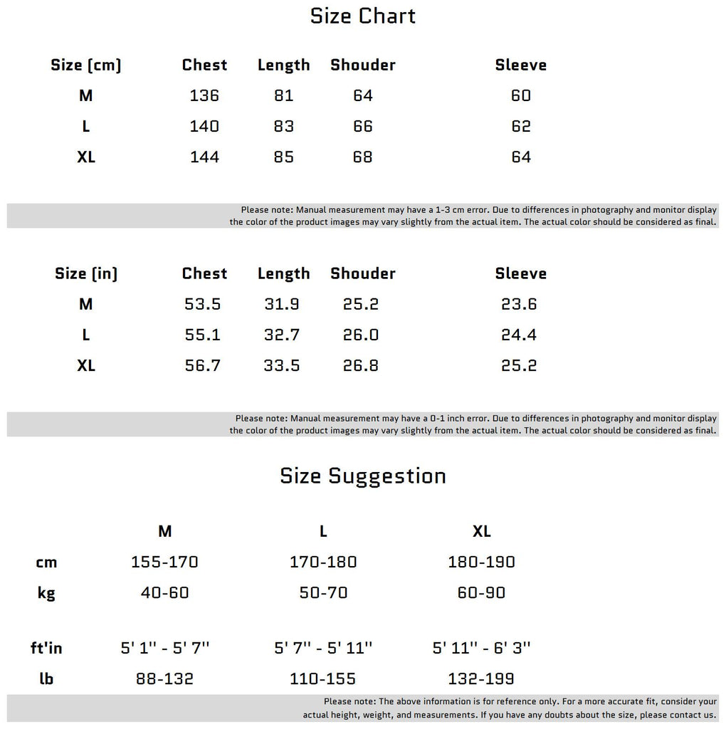 Size Chart for 비행기 버클 디테일이 있는 분리형 소매 티셔츠