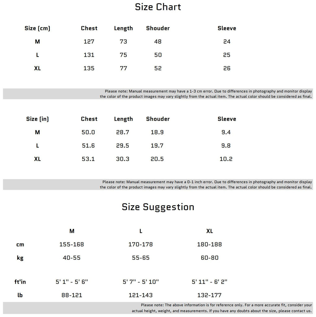 Size Chart for Cut-Piece-Design T-Shirt aus weichem, atmungsaktivem Stoff