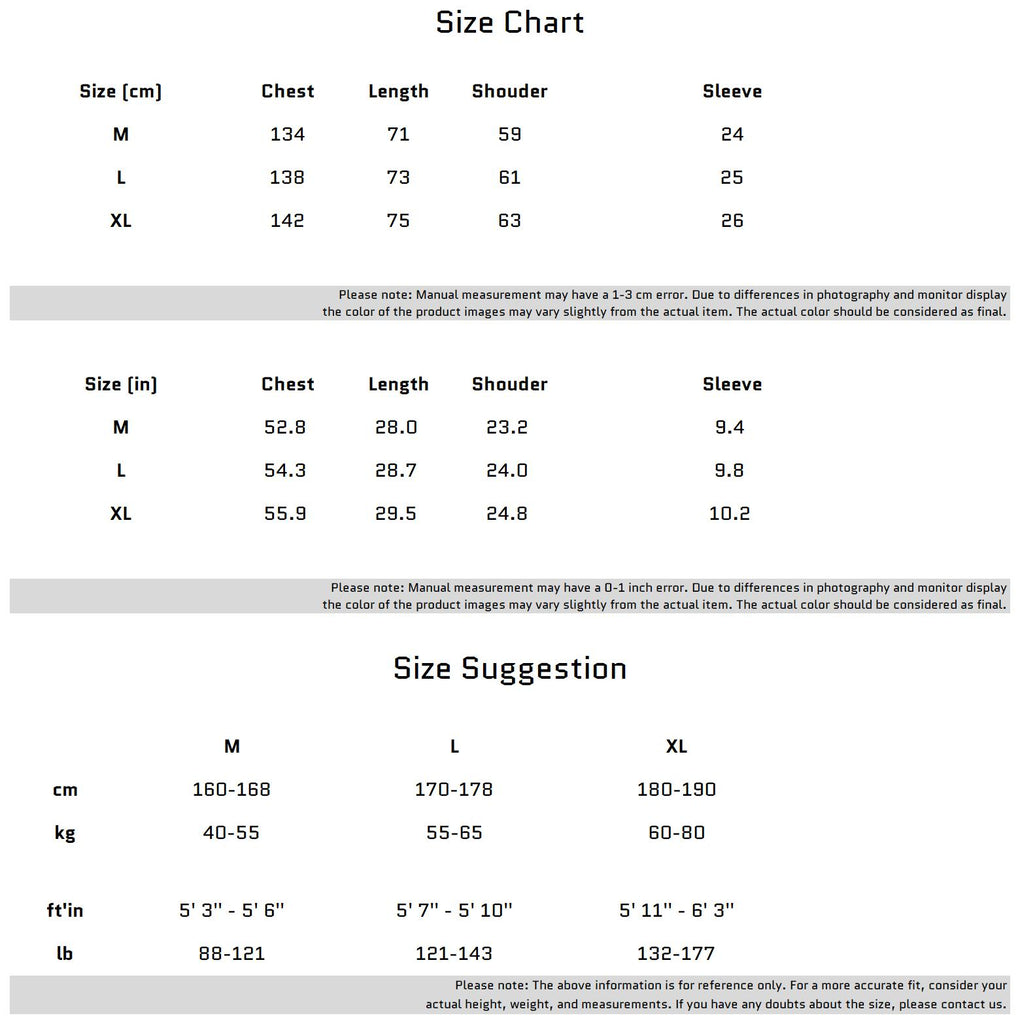 Size Chart for Oversized Black T-shirt with Metal Logo and Loose Fit