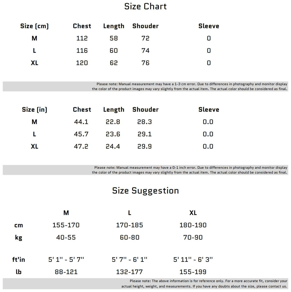 Size Chart for 엣지 있는 메탈 지퍼 디테일이 있는 스플릿 디자인 탱크탑