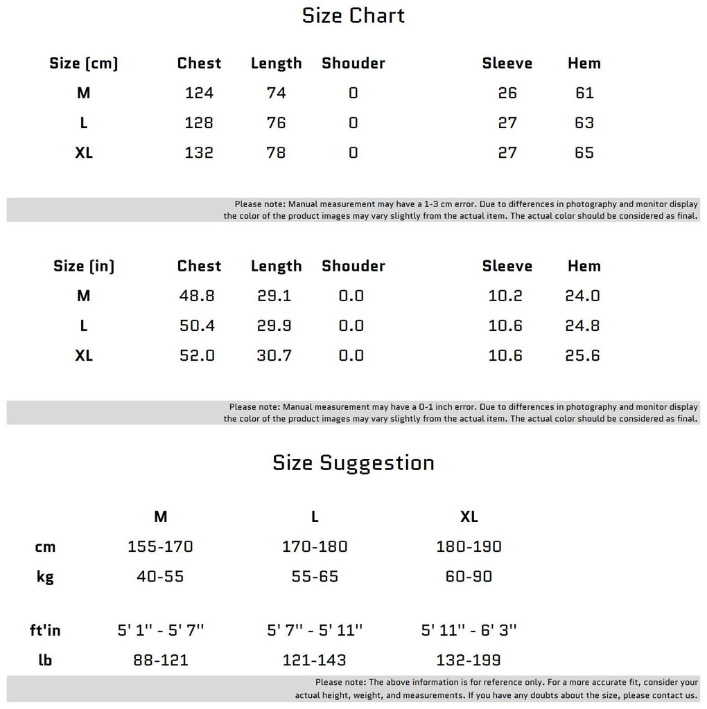 Size Chart for Minimalist Double Layer Collar Short Sleeve Shirt Loose Fit Metal Accents