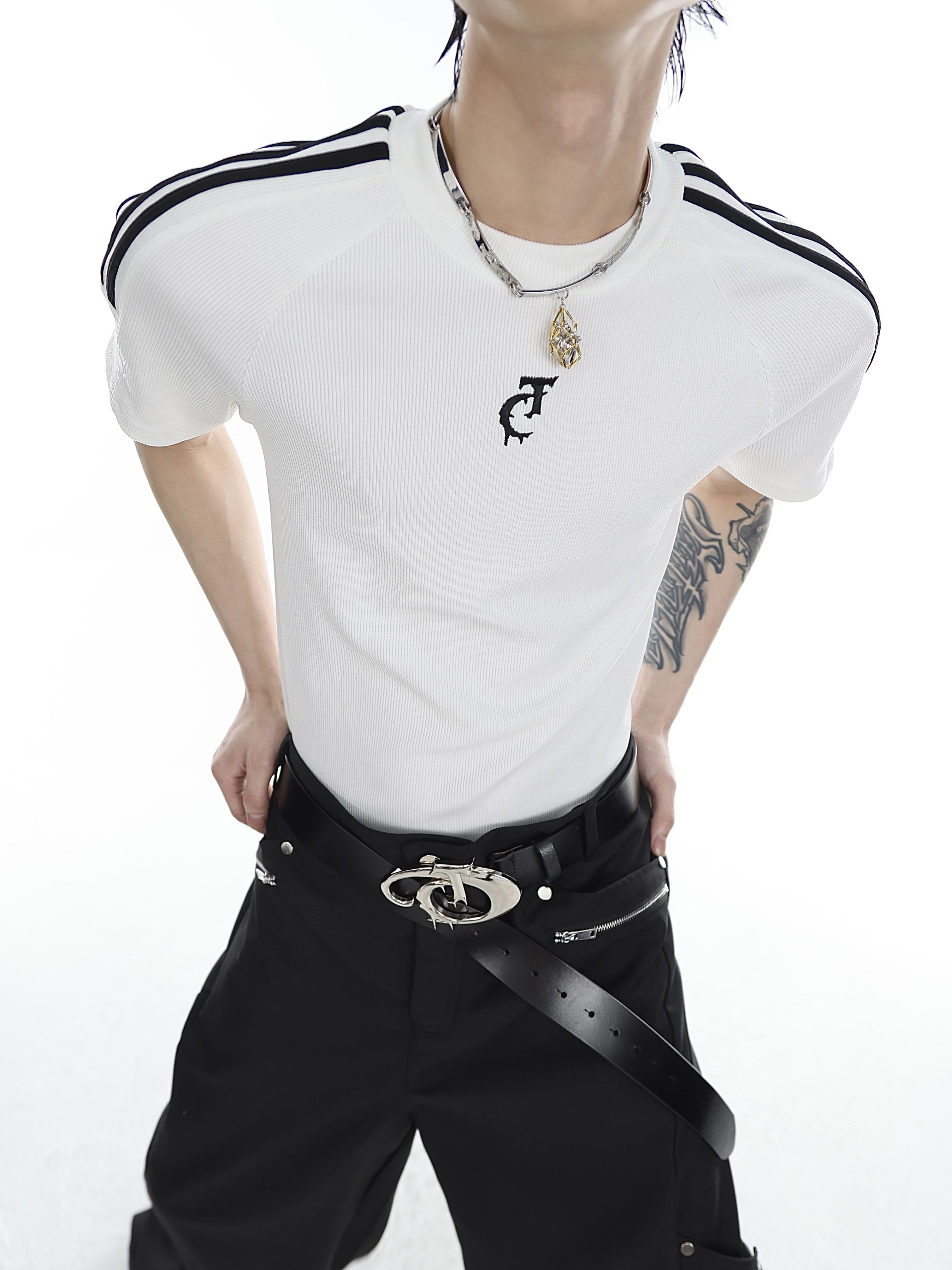 Unisex-Slim-Fit-Striped-Tee---Textured-Summer-Top-White