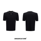 V-neck-Modal-Tee-with-Pearl-Diamond-Collar---Summer-Streetwear-Black-T-shirt
