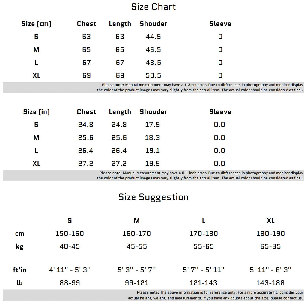 Size Chart for 부드러운 면 소재의 메탈 로고 패딩 숄더 탱크탑