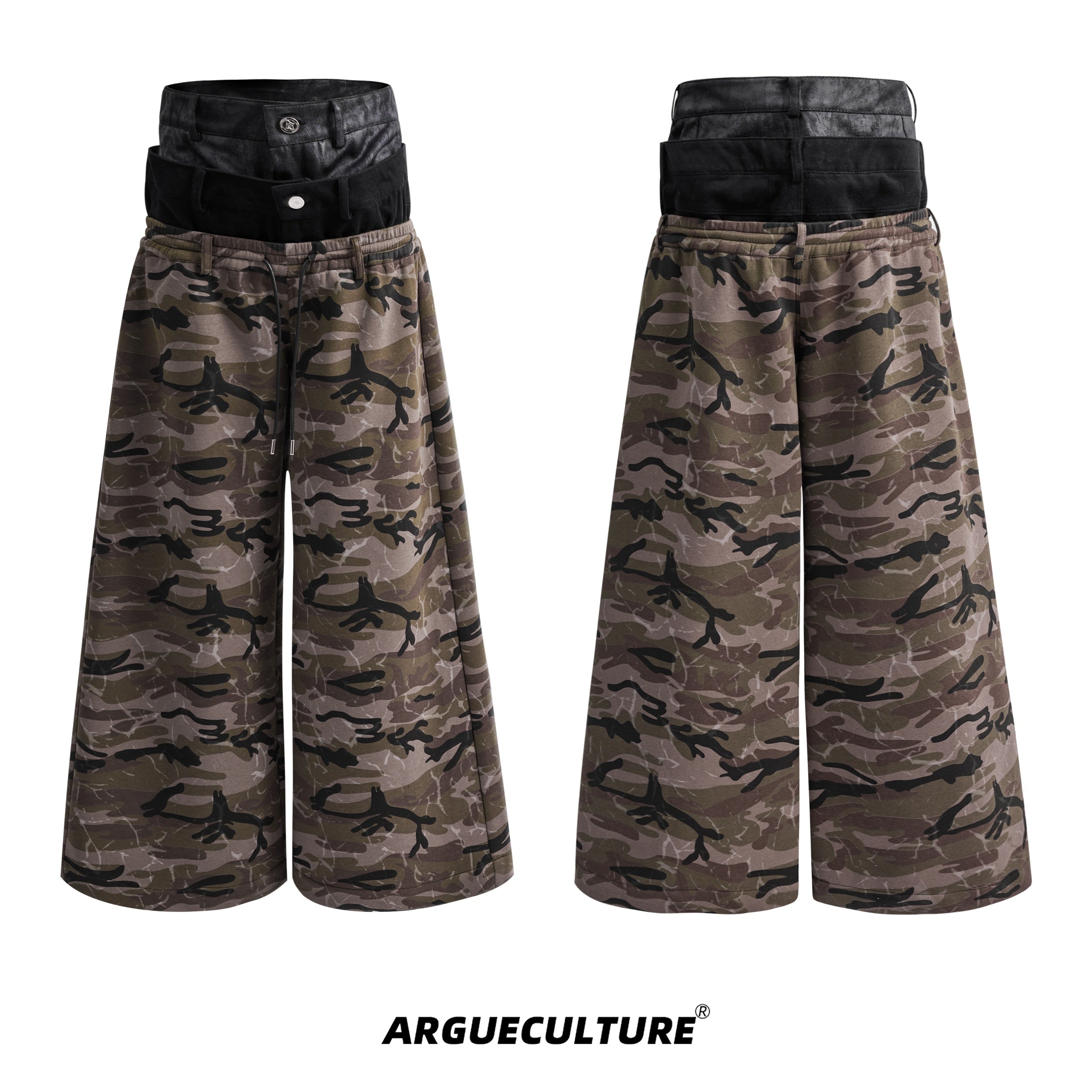 Vintage-Camo-Cargo-Pants---Deconstructed-Waist-Wide-Leg-Streetwear-Yellow-Bottoms