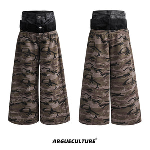 Vintage-Camo-Cargo-Pants---Deconstructed-Waist-Wide-Leg-Streetwear-Yellow-Bottoms