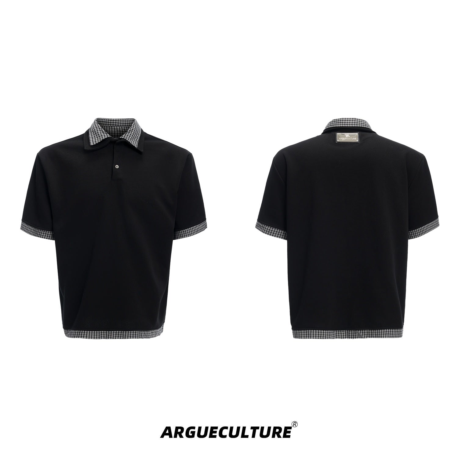 Vintage-Checkered-Polo-Tee-Summer-Streetwear-Short-Sleeve-Black-T-shirt