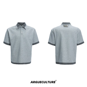 Vintage-Checkered-Polo-Tee-Summer-Streetwear-Short-Sleeve-Gray-T-shirt