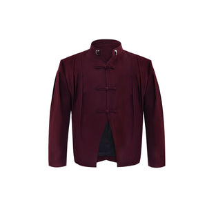 Vintage-Chinese-Inspired-Stand-Collar-Blazer-with-Button-Detail-Red