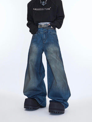 Vintage-Distressed-Denim-Set---Double-Layer-Jacket--Baggy-Pants-Blue-Pants