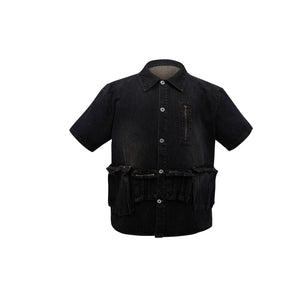 Vintage-Distressed-Denim-Shirt---Hand-Painted-Streetwear-Top-Black