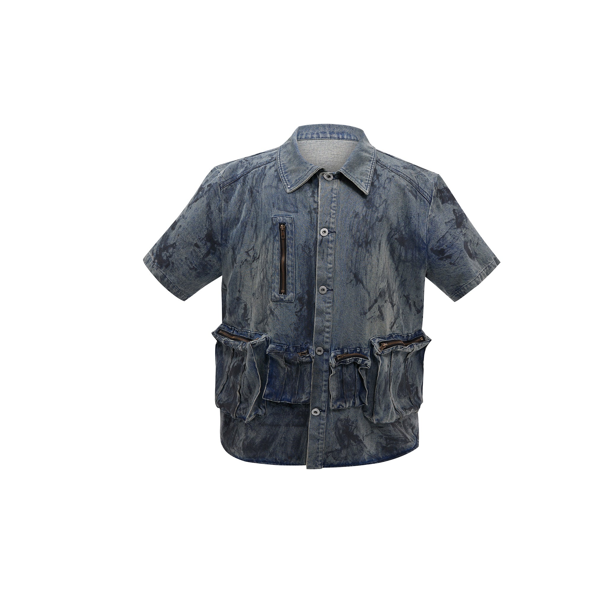 Vintage-Distressed-Denim-Shirt---Hand-Painted-Streetwear-Top-Blue