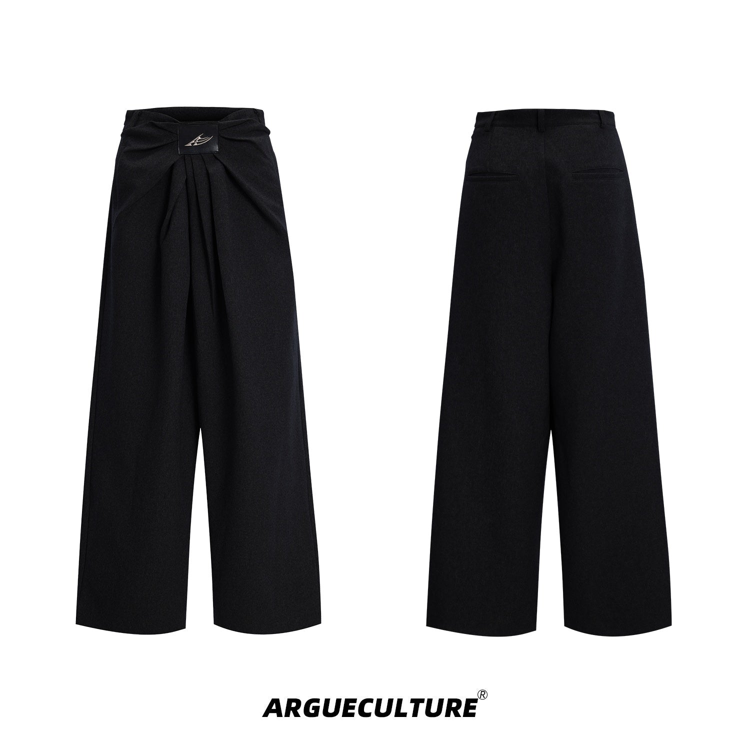 Vintage-French-Pleat-Wide-Leg-Pants---Relaxed-Drop-Crotch-Trousers-Black-Bottoms