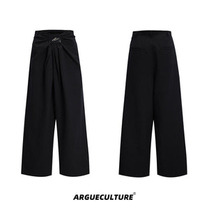 Vintage-French-Pleat-Wide-Leg-Pants---Relaxed-Drop-Crotch-Trousers-Black-Bottoms