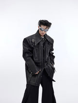 Vintage-Red-Distressed-Leather-Jacket---Oversized-Fit---Bone-Stitching-Black-