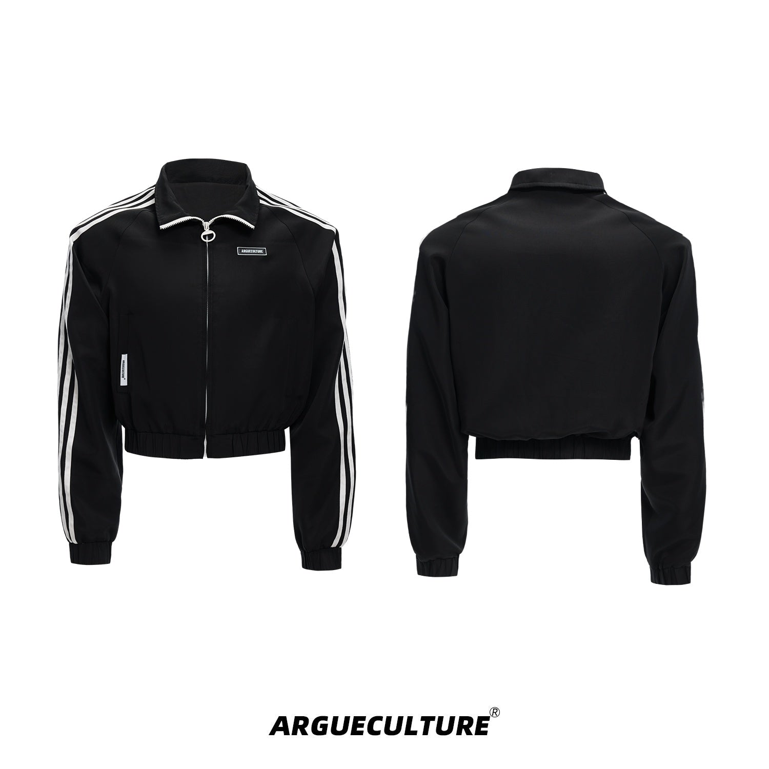 Vintage-Stripe-Collar-Jacket---Cropped-Streetwear-Set-Black-Jacket