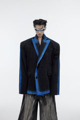 Vintage-Washed-Denim-Blazer---Gradient-Lines--Structured-Shoulder-Black