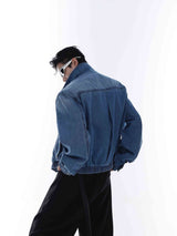 Vintage-Washed-Denim-Jacket---Cropped-Oversized-Fit---Metal-Zipper-Navy-Blue