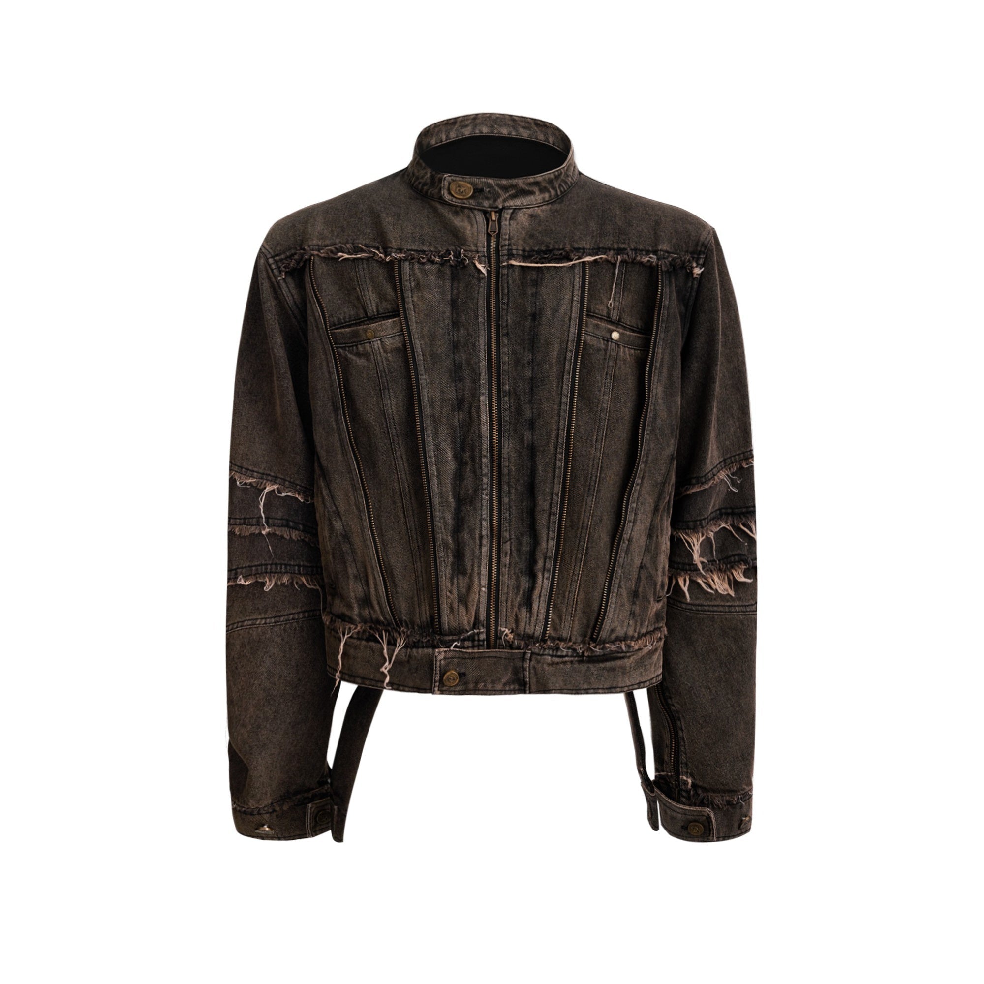Vintage-Washed-Denim-Jacket---Distressed-Fringe-Detail---Streetwear-Set-Yellow